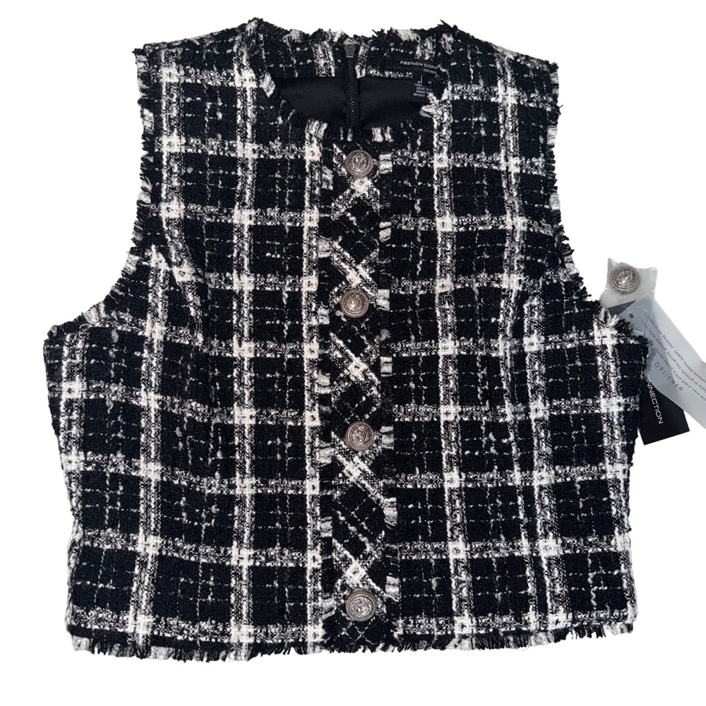 French Connection Windowpane Tweed Vest Top - NWT - Picture 2 of 7